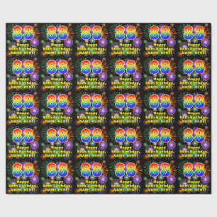 88th Birthday: Fun Fireworks, Rainbow Look # “88” Wrapping Paper