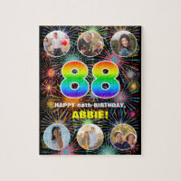 88th Birthday: Fun Rainbow #, Custom Name + Photos