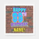 [ Thumbnail: 88th Birthday ~ Fun, Urban Graffiti Inspired Look Napkins ]
