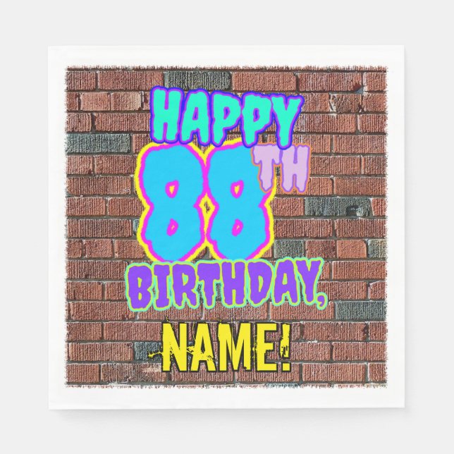 88th Birthday ~ Fun, Urban Graffiti Inspired Look Napkins (Front)
