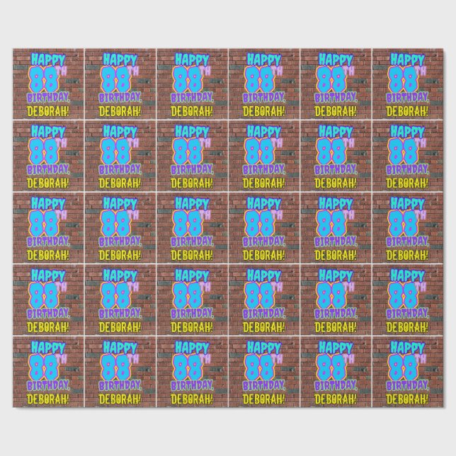 88th Birthday: Fun, Urban Graffiti Inspired Look Wrapping Paper (Seam)
