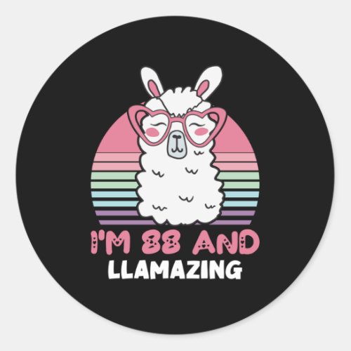 88th Birthday Llamazing Llama 88 Year Old Birthday Classic Round Sticker