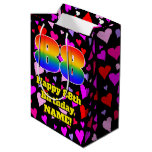 [ Thumbnail: 88th Birthday: Loving Hearts Pattern, Rainbow # 88 Gift Bag ]