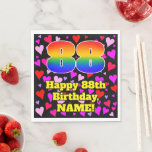 [ Thumbnail: 88th Birthday: Loving Hearts Pattern, Rainbow # 88 Napkins ]