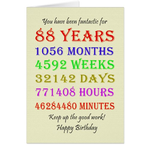 88th Birthday Milestones