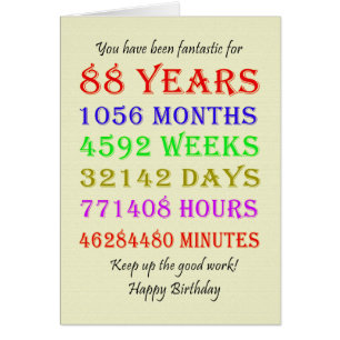 88th Birthday Milestones Cards