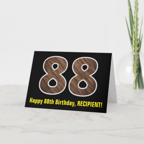 88th Birthday Name  Faux Wood Grain Pattern 88 Card