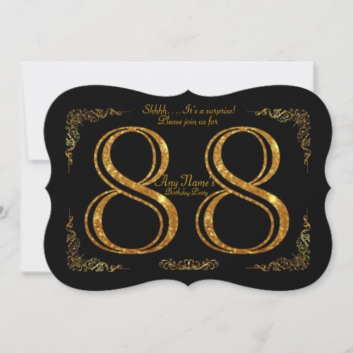 88thBirthday party 88thgreat Gatsbyblack  gold Invitation