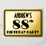 [ Thumbnail: 88th Birthday Party — Art Deco Look “88” + Name Invitation ]