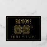 [ Thumbnail: 88th Birthday Party — Art Deco Style “88” + Name Invitation ]