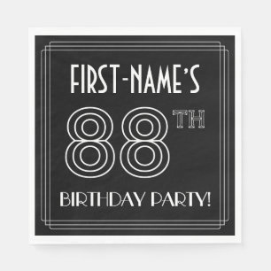 88th Birthday Party: Art Deco Style + Custom Name Napkins