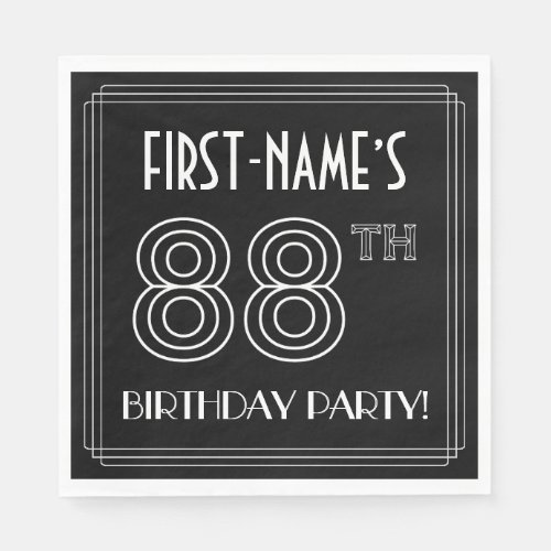 88th Birthday Party Art Deco Style  Custom Name Napkins