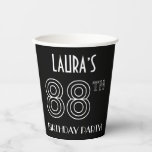 [ Thumbnail: 88th Birthday Party: Art Deco Style + Custom Name Paper Cups ]