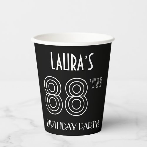 88th Birthday Party Art Deco Style  Custom Name Paper Cups