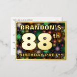 [ Thumbnail: 88th Birthday Party: Bold, Colorful Fireworks Look Postcard ]