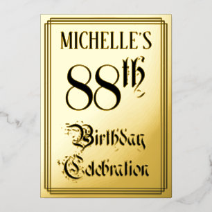 88th Birthday Party — Elegant Script + Custom Name Foil Invitation