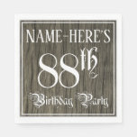 [ Thumbnail: 88th Birthday Party — Fancy Script, Faux Wood Look Napkins ]