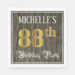 [ Thumbnail: 88th Birthday Party — Faux Gold & Faux Wood Looks Napkins ]