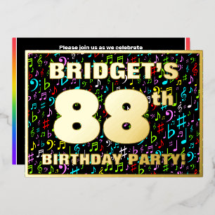 88th Birthday Party — Fun, Colorful Music Symbols Foil Invitation