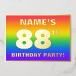 [ Thumbnail: 88th Birthday Party: Fun, Colorful Rainbow Pattern Invitation ]