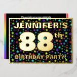 [ Thumbnail: 88th Birthday Party — Fun, Colorful Stars Pattern Invitation ]