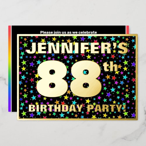 88th Birthday Party â Fun Colorful Stars Pattern Foil Invitation
