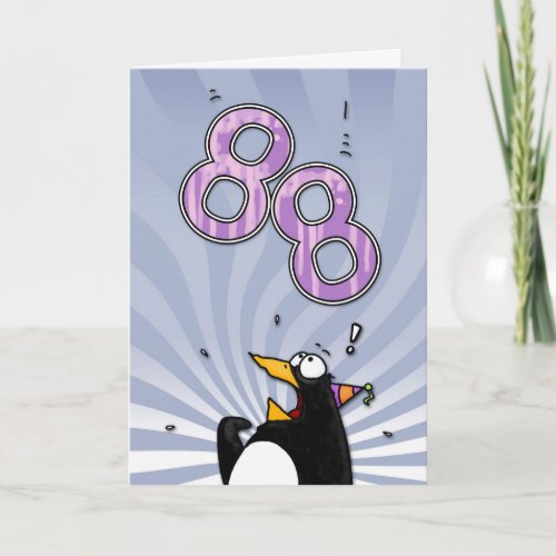 88th Birthday Penguin Surprise Card