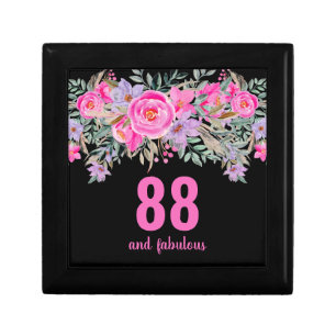 88th birthday pink black floral gift box