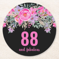 88th birthday pink black floral