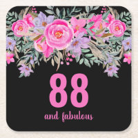 88th birthday pink black floral 