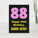 [ Thumbnail: 88th Birthday: Pink Stripes and Hearts "88" + Name Card ]