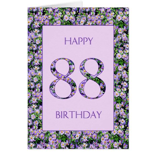 88th Birthday Purple Daisies Cards (Front)