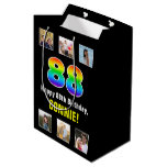 [ Thumbnail: 88th Birthday: Rainbow “88“, Custom Photos & Name Gift Bag ]