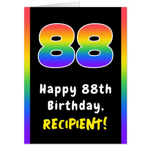 88th Birthday Rainbow Spectrum  88 Custom Name Card