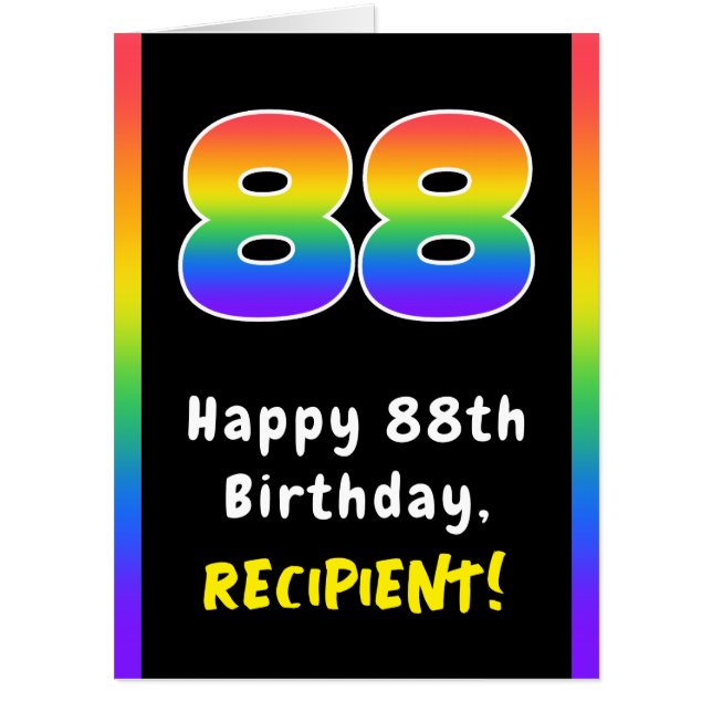 88th Birthday: Rainbow Spectrum # 88, Custom Name Card (Front)