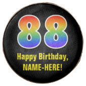 88th Birthday - Rainbow Spectrum Pattern Number 88 Chocolate Covered Oreo (Front)