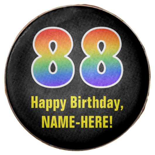 88th Birthday - Rainbow Spectrum Pattern Number 88 Chocolate Covered Oreo (Front)