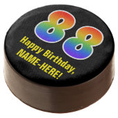 88th Birthday - Rainbow Spectrum Pattern Number 88 Chocolate Covered Oreo (Angled)