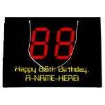 [ Thumbnail: 88th Birthday: Red Digital Clock Style "88" + Name Gift Bag ]