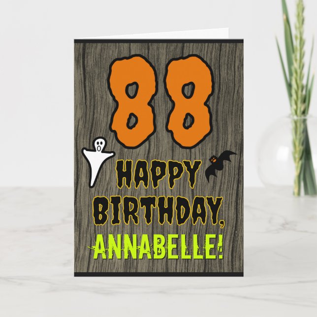 88th Birthday: Spooky Halloween Theme, Custom Name Card (Front)