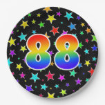 [ Thumbnail: 88th Event: Bold, Fun, Colorful Rainbow 88 Paper Plates ]