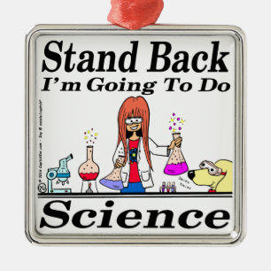 890 stand back l'm going to do science cartoon metal ornament