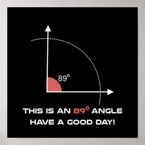 89 degree angle funny math science perfectionist g poster
