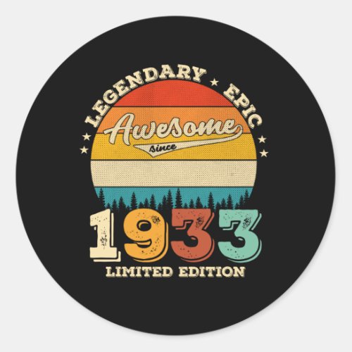 89 Year Old Awesome Since 1933 89th Birthday Gift Classic Round Sticker