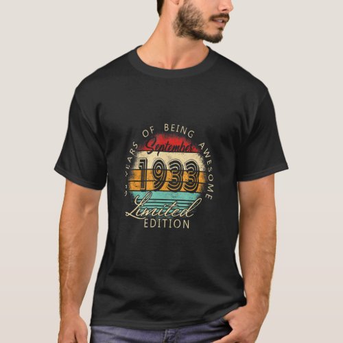 89 Year Old  September 1933  89th  T_Shirt