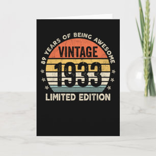 89 Years Of Being Awesome Vintage 1933 Card