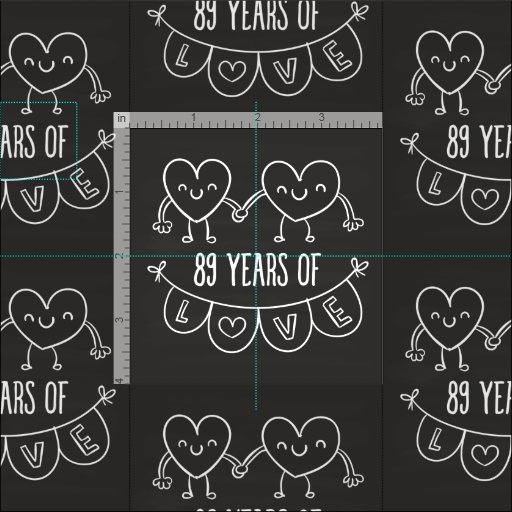89th Anniversary Gift Chalk Hearts Fabric