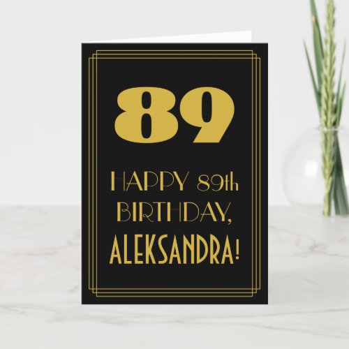89th Birthday  Art Deco Inspired Look 89  Name Card