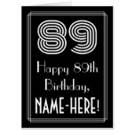 [ Thumbnail: 89th Birthday — Art Deco Inspired Look “89” + Name Card ]