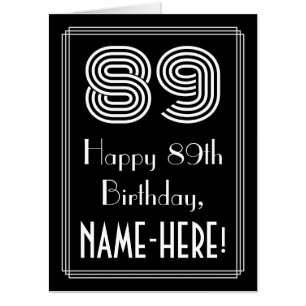 89th Birthday — Art Deco Inspired Look “89” + Name Card
